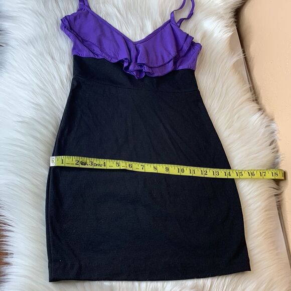 Silence + Noise Purple & Black Flutter Collar BodyCon Dress Size XS - Picture 6 of 12